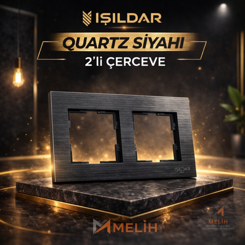 Işıldar E Serisi Quartz Siyah 2’li Çerçeve - Işıldar elektrik malzemesi