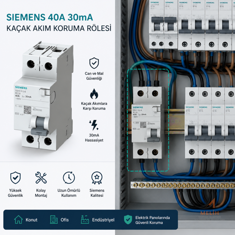Siemens 40A 30mA Kaçak Akım Koruma Rölesi 2P - SIEMENS elektrik malzemesi