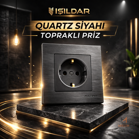 Işıldar E Serisi Quartz Siyah Topraklı Priz (İç Mekanizma) - Işıldar elektrik malzemesi