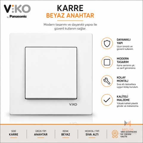 Viko Karre Beyaz Anahtar - VIKO elektrik malzemesi