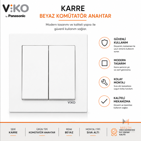 Viko Karre Beyaz Komütatör Anahtar - VIKO elektrik malzemesi