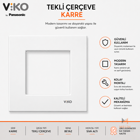 Viko Karre Beyaz Tekli Çerçeve - VIKO elektrik malzemesi