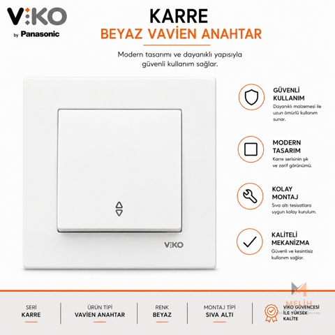 Viko Karre Beyaz Vavien Anahtar - VIKO elektrik malzemesi