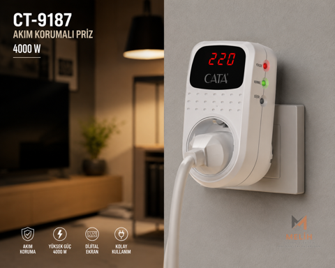 Dijital Akım Korumalı Priz - CATA elektrik malzemesi