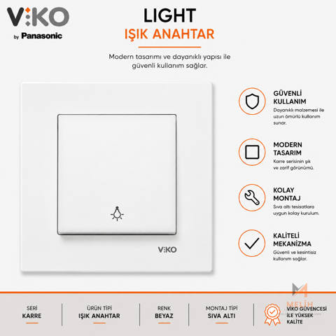 Viko Karre Beyaz Light Anahtar - VIKO elektrik malzemesi