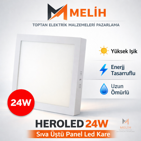 HEROLED 24W Sıva Üstü Panel LED (Kare Model) - HEROLED elektrik malzemesi