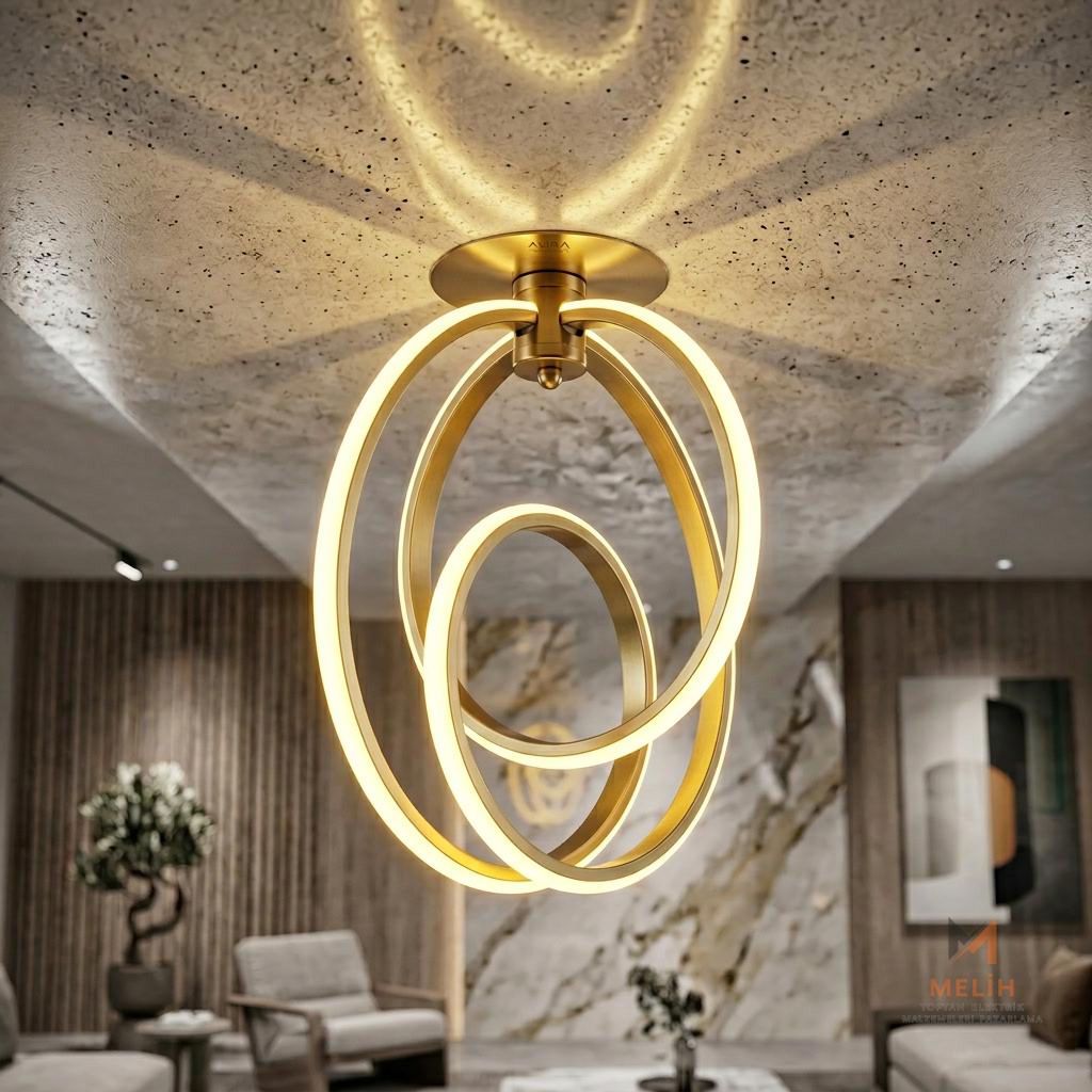 Melih Lighting Aurora Ring LED Avize 3 Renk Mod ⚪  🟡 🟠 