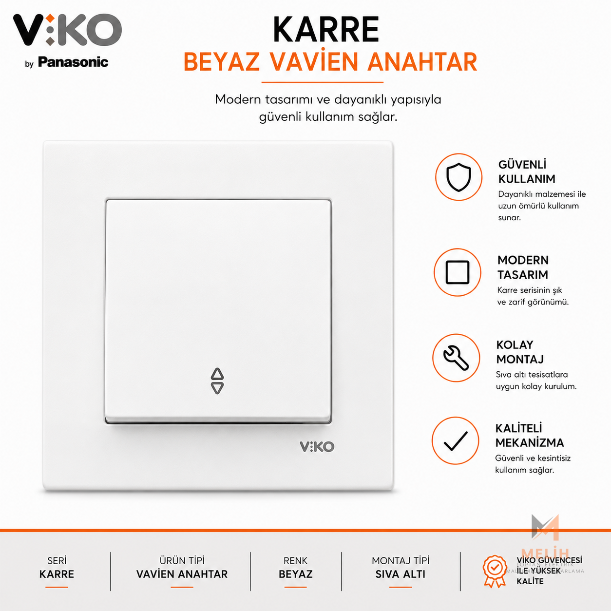 Viko Karre Beyaz Vavien Anahtar - VIKO elektrik malzemesi